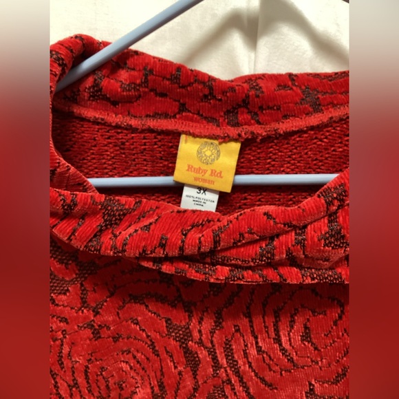 Ruby Rd. Red Textured Cowl Neck Sweater - Picture 2 of 4